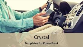  Presentation with business programming code abstract technology - Colorful presentation theme enhanced with young man with smartphone driving backdrop and a soft green colored foreground