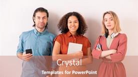  Presentation with intercultural - PPT theme featuring young-man-with-smartphone background and a coral colored foreground