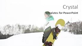  Presentation with snowboard - Slides having young man with snowboard walking in snow background and a white colored foreground