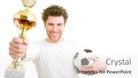  Presentation with soccer - Amazing PPT layouts having young-man-with-soccer-ball backdrop and a sky blue colored foreground