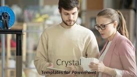  Presentation with helping hands - Audience pleasing PPT theme consisting of young-man-with-tablet-helping backdrop and a coral colored foreground