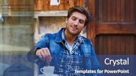  Presentation with coffe - Beautiful slide deck featuring cafe outdoor having some coffe backdrop and a ocean colored foreground