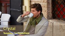  Presentation with coffe - Theme featuring cafe outdoor having some coffe background and a violet colored foreground