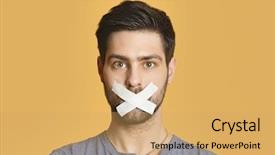  Presentation with tape - Audience pleasing theme consisting of young man with tape backdrop and a yellow colored foreground