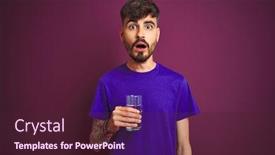  Presentation with tattoo - Audience pleasing PPT theme consisting of young man with tattoo drinking glass of water standing over isolated purple background scared in shock with a surprise face afraid and excited with fear expression backdrop and a wine colored foreground