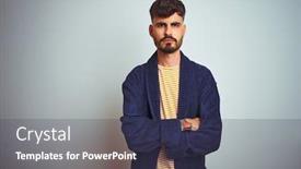  Presentation with tattoo - Presentation design enhanced with young man with tattoo wearing bathrobe standing over isolated white background skeptic and nervous disapproving expression on face with crossed arms negative person background and a tawny brown colored foreground
