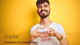  Presentation with romantic love - Slide set having young-man-with-tattoo-wearing background and a gold colored foreground
