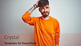  Presentation with tattoo - Amazing presentation design having young-man-with-tattoo-wearing backdrop and a red colored foreground