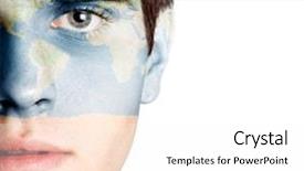  Presentation with world peace - Colorful slide deck enhanced with young man with the world backdrop and a pink colored foreground