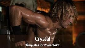  Presentation with club training - Presentation theme enhanced with young man with training apparatus background and a wine colored foreground