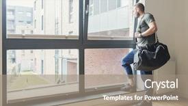  Presentation with training aspire man running - Amazing presentation theme having young man with training bag backdrop and a coral colored foreground