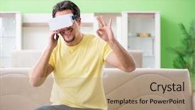  Presentation with virtual reality medical - Amazing PPT layouts having young man with virtual reality backdrop and a  colored foreground