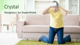  Presentation with virtual reality therapy - PPT layouts with young man with virtual reality background and a  colored foreground