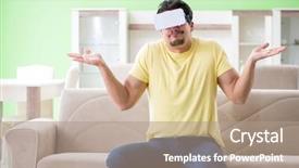  Presentation with virtual reality rehab - PPT theme consisting of young man with virtual reality background and a  colored foreground