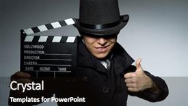  Presentation with weapon - Slides having young man with weapon and clapboard against gray background and a black colored foreground