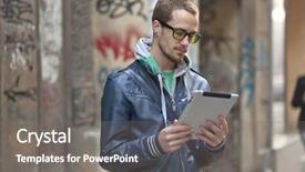  Presentation with modern eye glasses on yellow - Beautiful slide set featuring young man with yellow glasses backdrop and a gray colored foreground