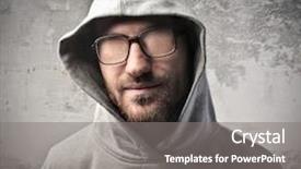  Presentation with eyes - Beautiful slides featuring young man without eyes behind backdrop and a gray colored foreground