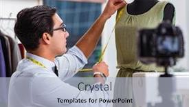  Presentation with blogger - PPT theme featuring young-man-working-as-fashion background and a light blue colored foreground