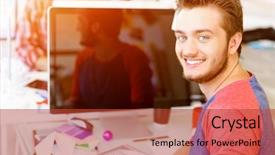  Presentation with working - PPT layouts with young man working in office background and a red colored foreground