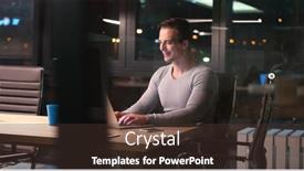  Presentation with dark night - Cool new slides with young-man-working-on-laptop backdrop and a tawny brown colored foreground