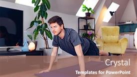  Presentation with lockdown - Slides having young-man-working-out background and a coral colored foreground