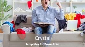  Presentation with messy - Cool new slides with young-man-working-studying backdrop and a gray colored foreground