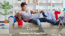  Presentation with messy - Beautiful slide set featuring young-man-working-studying backdrop and a coral colored foreground