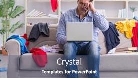  Presentation with messy - Slide deck enhanced with young-man-working-studying background and a ocean colored foreground