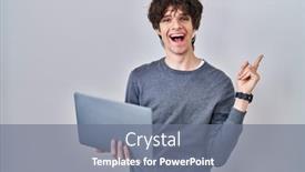  Presentation with computer - Theme with young-man-working-using-computer and a  colored foreground