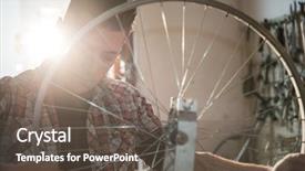  Presentation with repair shop - Amazing theme having a biking repair shop backdrop and a dark gray colored foreground