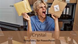  Presentation with ecommerce - Slide set with young-man-working background and a  colored foreground