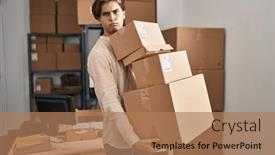  Presentation with ecommerce - PPT theme with young-man-working background and a  colored foreground