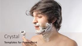  Presentation with wounded - Cool new presentation with young man wounded while shaving backdrop and a coral colored foreground