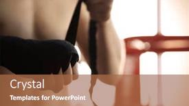  Presentation with boxing ring - Presentation design consisting of man wrapping hand with bandage background and a red colored foreground