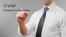  Presentation with virtual - Slide deck enhanced with young man writing on virtual background and a light gray colored foreground