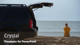  Presentation with sea shore - Cool new presentation theme with young-man backdrop and a tawny brown colored foreground