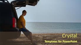  Presentation with sea shore - Theme consisting of young-man background and a tawny brown colored foreground