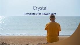  Presentation with sea shore - Theme featuring young-man background and a sky blue colored foreground