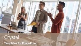  Presentation with year end - PPT theme enhanced with young-management-of-the-company background and a coral colored foreground