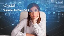  Presentation with statistics - PPT layouts featuring young manager at the office making report and statistics background and a teal colored foreground