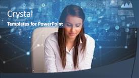  Presentation with statistics - Presentation featuring young manager at the office making report and statistics background and a teal colored foreground