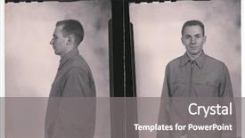  Presentation with old man - Cool new presentation with young man's identification photos backdrop and a gray colored foreground