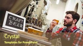  Presentation with brewery - Colorful slide set enhanced with young manufacturer examining beer backdrop and a tawny brown colored foreground