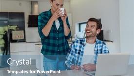  Presentation with family talking - Slides consisting of young-married-couple-is-talking background and a teal colored foreground