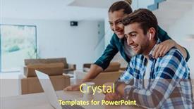  Presentation with family talking - Presentation with young-married-couple-is-talking background and a violet colored foreground