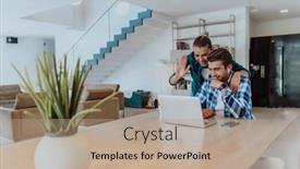  Presentation with family talking - Theme with young-married-couple-is-talking background and a coral colored foreground