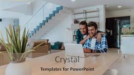  Presentation with family talking - Slides having young-married-couple-is-talking background and a coral colored foreground