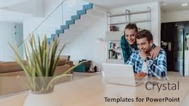  Presentation with family talking - Presentation enhanced with young-married-couple-is-talking background and a mint green colored foreground