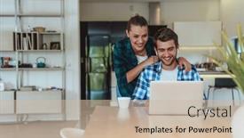  Presentation with family talking - PPT theme consisting of young-married-couple-is-talking background and a soft green colored foreground