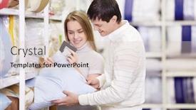  Presentation with married - Amazing slide set having young married couple shopping in a store backdrop and a lemonade colored foreground